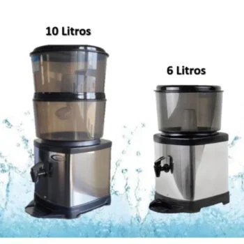 Bebedouro de Inox com Filtro e Base de Barro