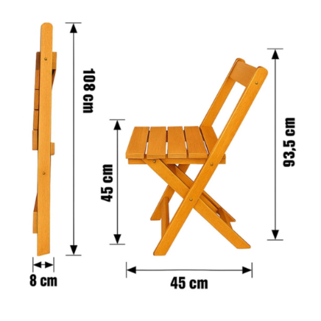 Jogo De Mesa Dobrável com 4 Cadeiras Madeira Maciça 3 3 1