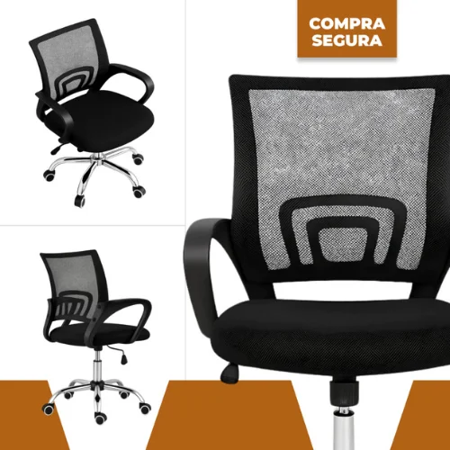 Cadeira de Escritório Ergonômica Giratória Confortável: A Escolha Ideal para Home Office, Estudo e Escritório 5 Cadeira de Escritório Ergonômica Giratória com encosto em mesh respirável e assento acolchoado