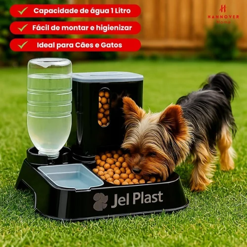 Comedouro e Bebedouro Automático Elevado para Cães e Gatos 4 Comedouro e Bebedouro Automático Elevado para cães e gatos, com dispenser de ração e água