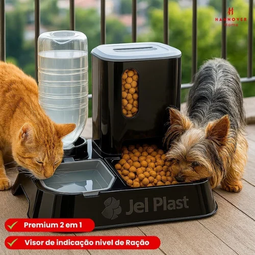Comedouro e Bebedouro Automático Elevado para Cães e Gatos 2 Comedouro e Bebedouro Automático Elevado para cães e gatos, com dispenser de ração e água