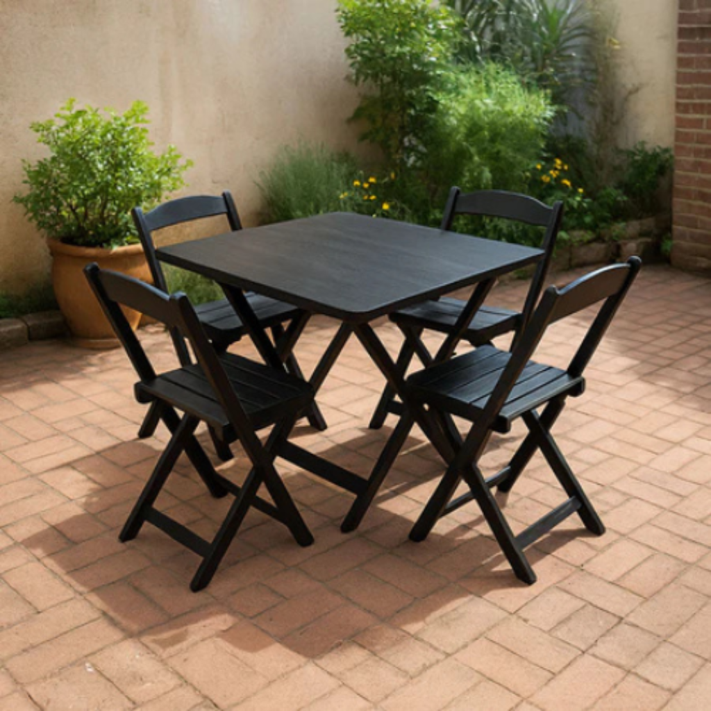 Jogo De Mesa Dobrável com 4 Cadeiras Madeira Maciça 6 Design sem nome 8
