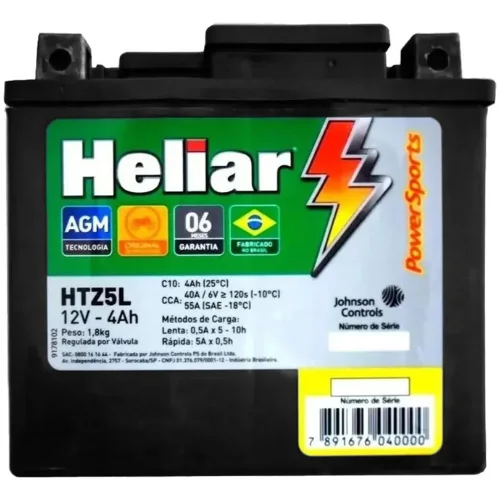 Bateria Moto CG 150 Heliar HTZ5L Powersports Selada 4Ah 12V – Vale a Pena? 4 Bateria moto CG 150 Heliar HTZ5L Powersports 4Ah 12V selada