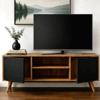 Rack Tv Moderno 120cm Mdp Até 50 Polegadas Sala De Estar Vms Preto