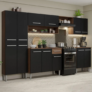Armário de Cozinha Completa Modulada Compacta Madesa Emilly Balcão Rp Cor Rustic/Preto XAGREM2930017K