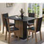 Conjunto Sala Jantar Mesa Tampo Vidro 4 Cadei Martina Madesa Cor Preto/Rustic Desenho do tecido das cadeiras Liso
